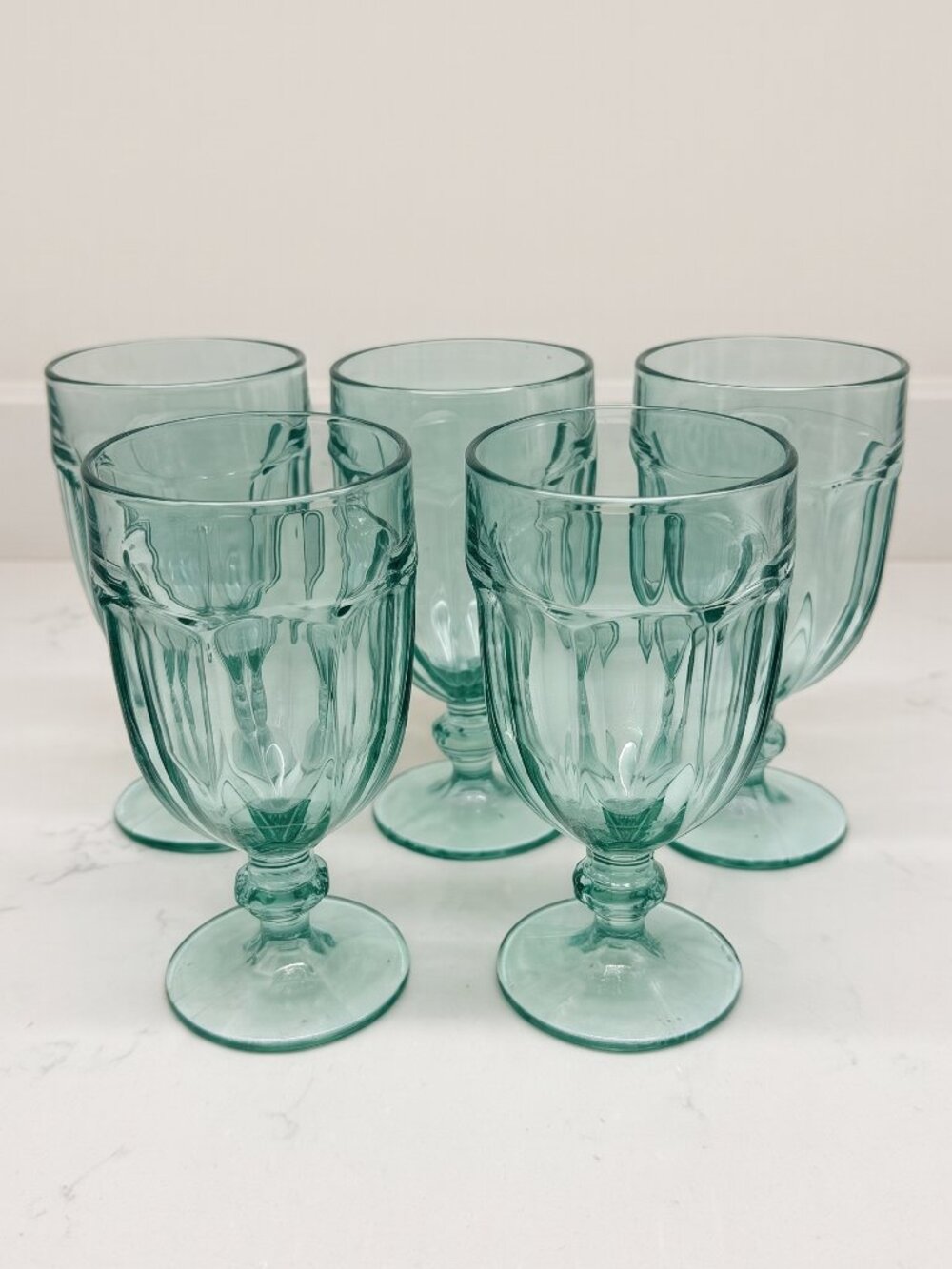 Vintage Libbey Duratuff Gibraltar Spanish Green 11 Oz Goblets Set of 5